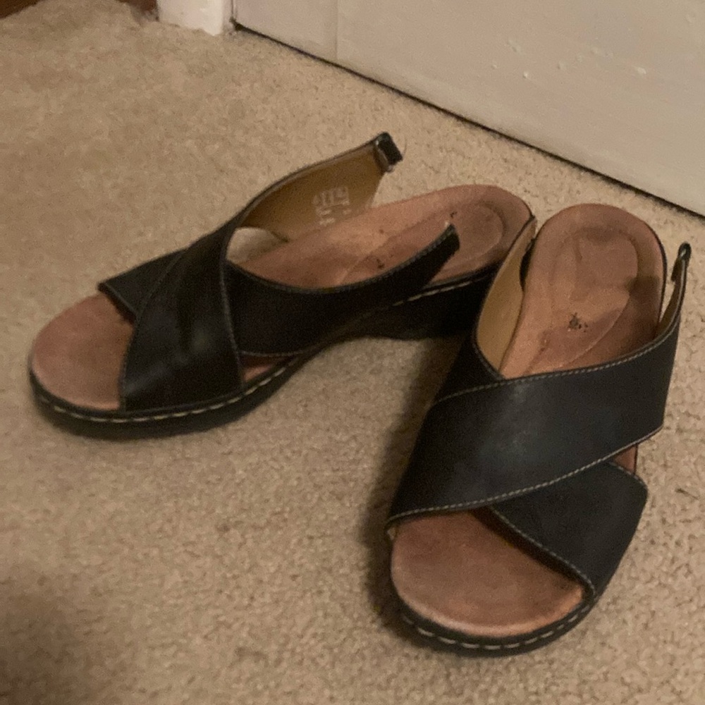 Women's Black Leather Sandals hayla heaven Clark’s